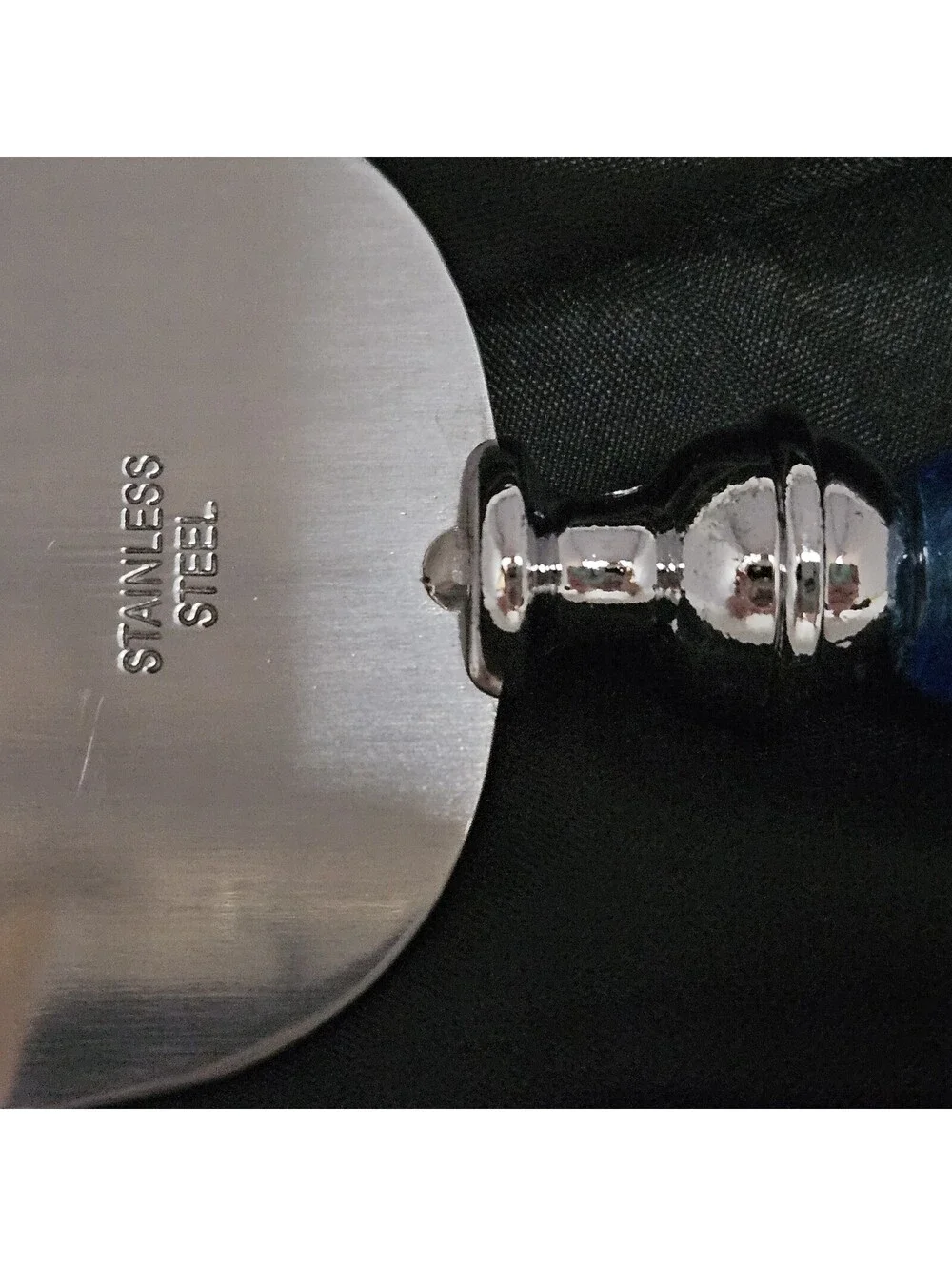 Cake Server Murano Style Art Glass Handle Blue & Silver 10